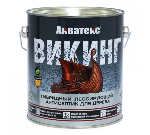Антисептик лессирующий Акватекс ВИКИНГ для дерева калужница 2,5 л