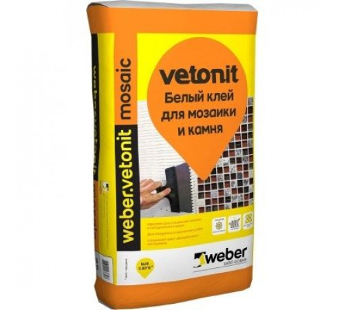 Клей плиточный WEBER.VETONIT Mosaic БЕЛЫЙ для мозаики, мрамора и камня 25кг