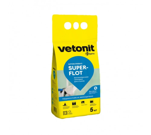 Шпаклевка гипсовая VETONIT SuperFlot для стыков ГКЛ белая 5 кг