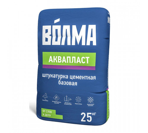Штукатурка цементная ВОЛМА АКВАПЛАСТ базовая 25 кг
