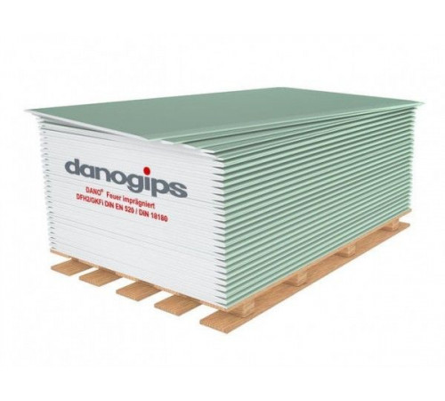 Гипсокартон ГКЛВ Danogips ПГВ-УК влагостойкий 3000*1200*12,5 мм Даногипс