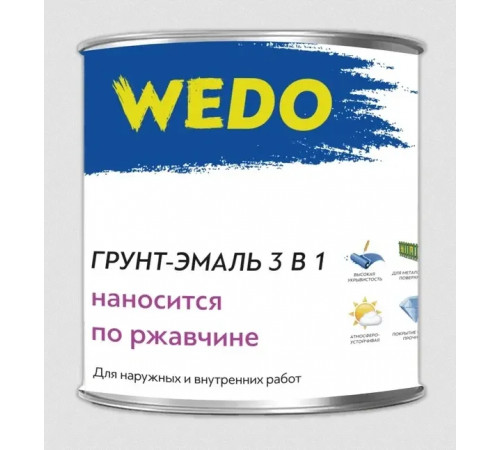 Грунт-эмаль по ржавчине 3 в 1 серая 20 кг WEDO