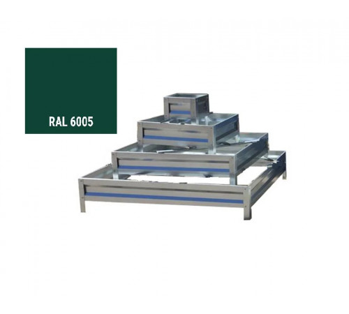 Цветник четырехярусный квадратный RAL 6005 из металлополосы, h= 20 см