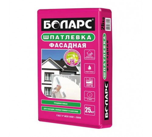 Шпаклевка фасадная БОЛАРС армированная влагостойкая 25 кг