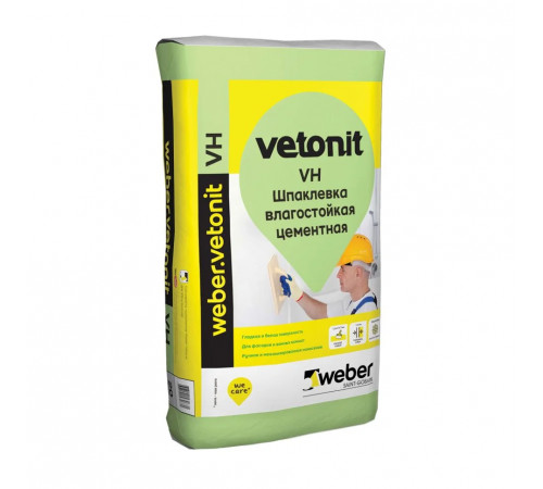 Шпаклевка цементная VETONIT VH влагостойкая белая 20 кг