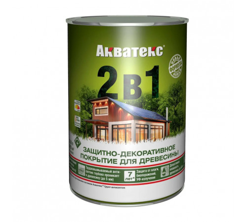 Основа алкидная Акватекс 2 в 1 - орегон 0,8л УФ-защита, влажн. древесина 40%