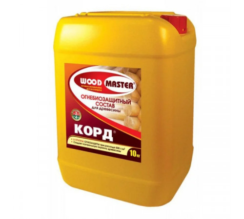 Огнебиозащита Wood Master Корд 10 кг (2 гр. огнезащиты, малиновый цвет) ( Т-ра перевозки не ниже -5град)