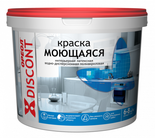 Краска ВД ОРЕОЛ ДИСКОНТ интерьерная моющаяся белая матовая 25кг