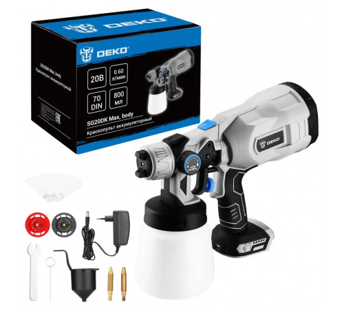 Краскопульт аккумуляторный DEKO SG20DK Max, 20В, 800 мл