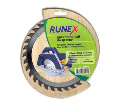 Диск пильный по дереву 180х20/16мм, 24Т, Runex