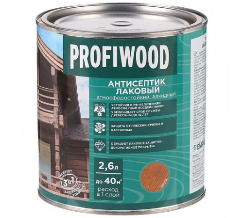 Антисептик EMPILS PROFIWOOD лаковый атмосферостойкий алкидный орех 8 кг