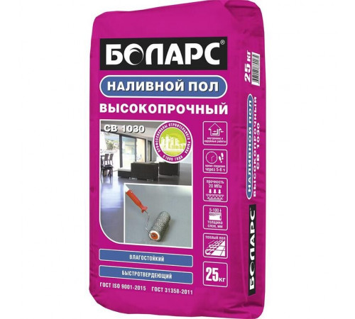 Наливной пол БОЛАРС СВ-1030 высокопрочный цементный 25 кг