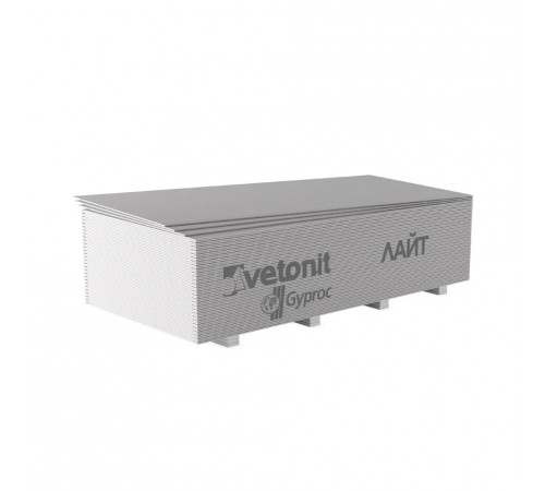 Гипсокартон ГКЛ Vetonit (Gyproc) Лайт ГСП-А-УК обычный 2500*1200*9,5 мм