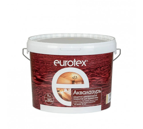 Покрытие защитно-декоративное для дерева "EUROTEX" АКВАЛАЗУРЬ (ваниль) - 9кг УФ защита, полуглянец ( Т-ра перевозки не ниже +5град)