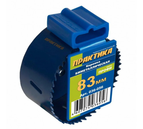 Коронка биметаллическая D=83 мм (3 1/4"), клипса, ПРАКТИКА