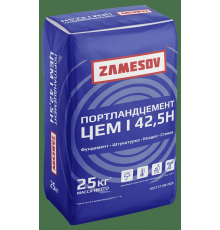 Цемент тарированный ПЦ М500 Д0 Zamesov 25 кг / ЦЕМ I 42,5 Н ТУ