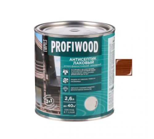 Антисептик EMPILS PROFIWOOD лаковый атмосферостойкий алкидный красное дерево 2,4 кг