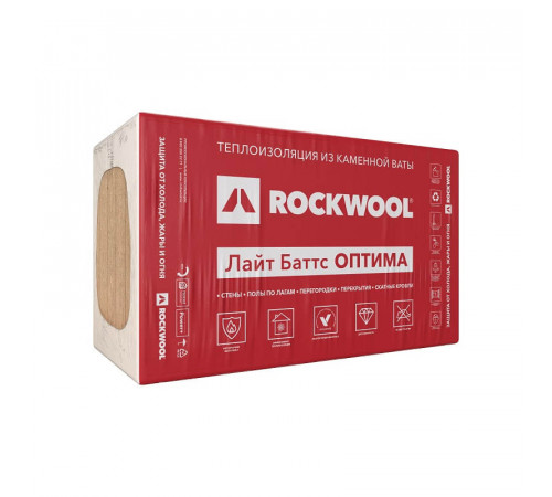 Утеплитель УТЕПЛИТЕЛЬ ROCKWOOL ЛАЙТ БАТТС ОПТИМА 1000*600*100ММ (УП.5ШТ., 3,0 М2, 0,3 М3)