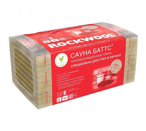 Утеплитель Утеплитель ROCKWOOL Сауна Баттс 1000x600x50 (уп.8шт., 4.8 м2, 0.24 м3)